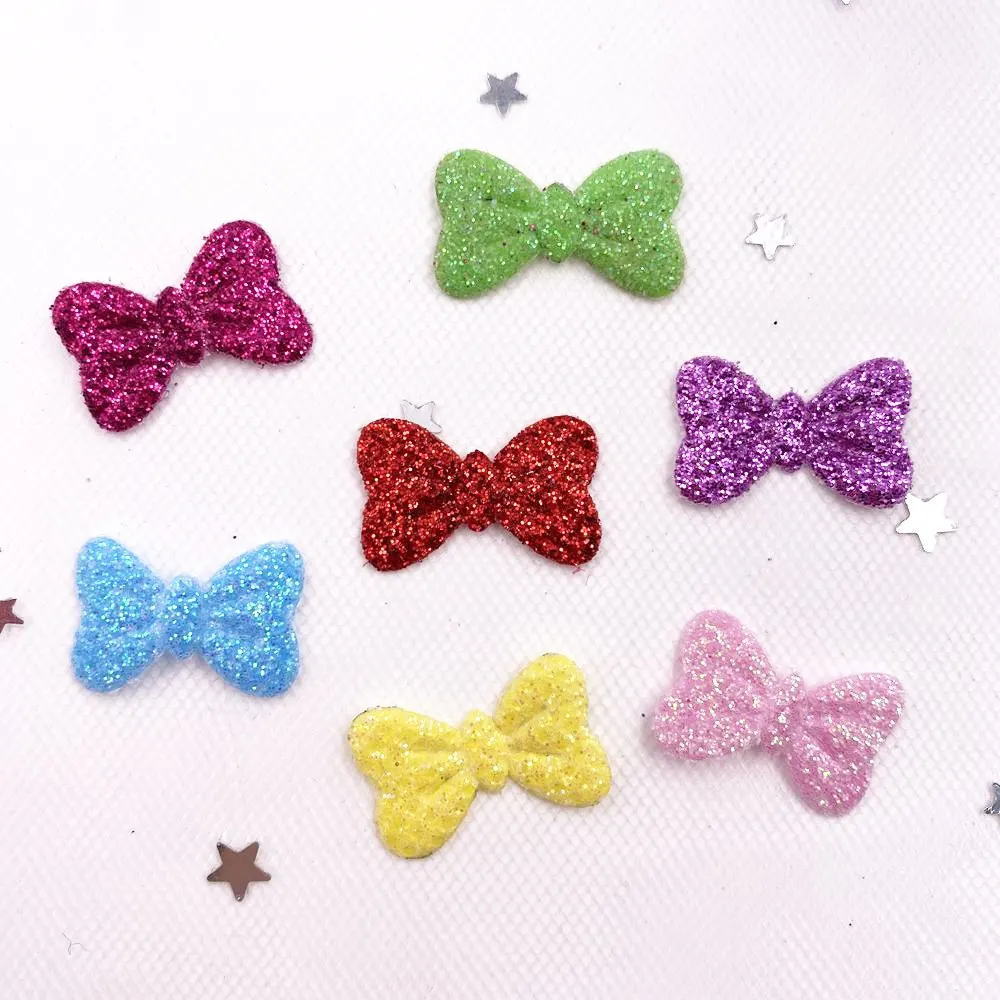 Nuovo 200 pz Mix Glitter non tessuto Bowknot feltro tessuto Appliques di stoffa matrimonio fai da te cucito Patch accessori fai da te AA03