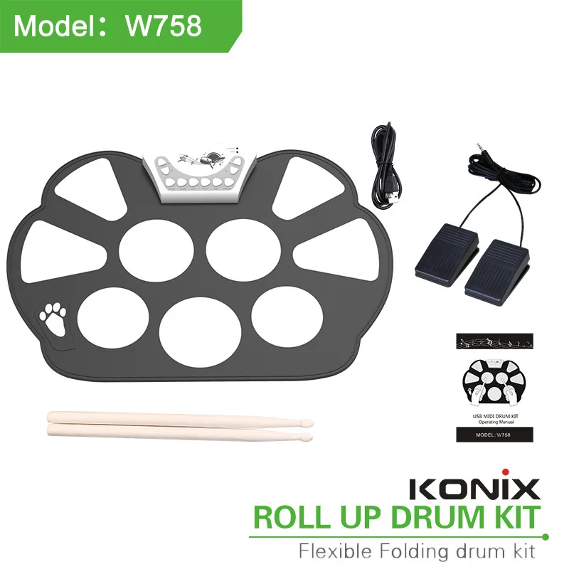 Beginner Drum Set Silicone Hand-rolled Drum Set Electronic Drum For Children