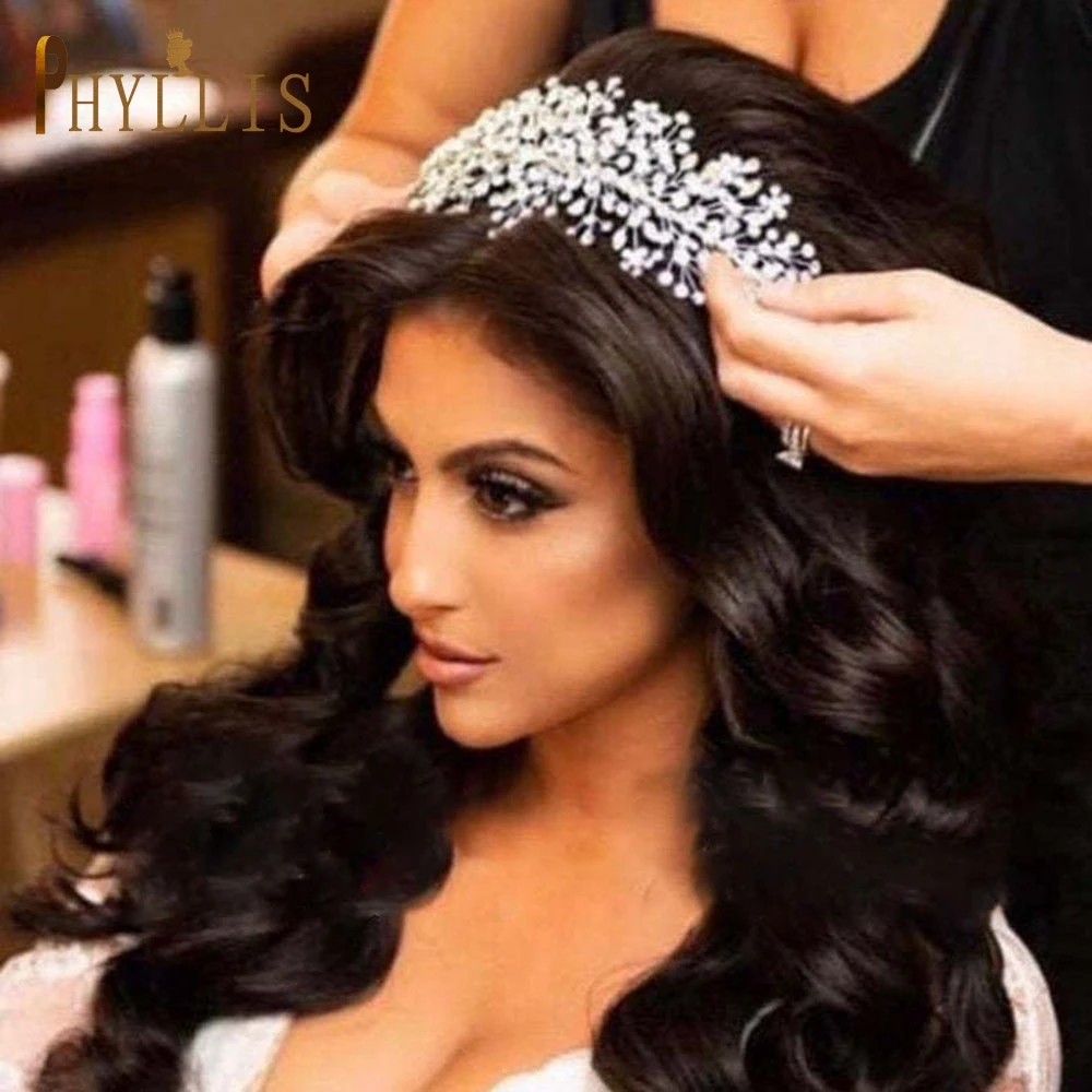 A328 Crystal Bridal Tiaras Luxury Headband Rhinestone Headpiece Vintage Wedding Hair Accessories Princess Queen Hair Jewelry