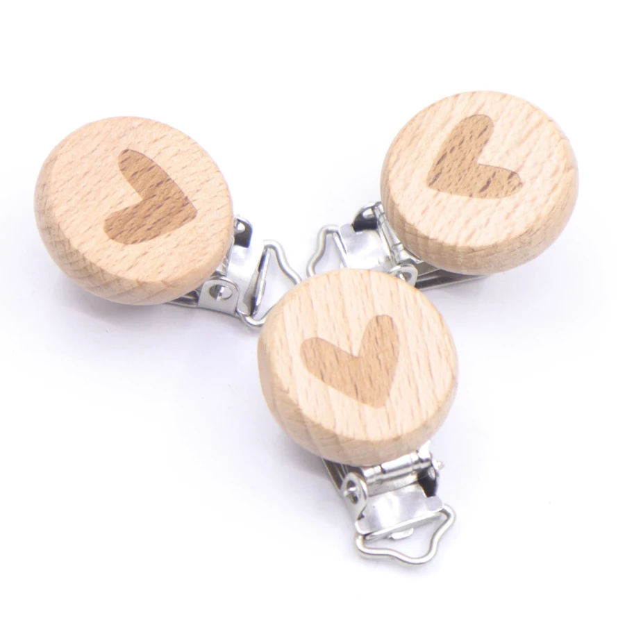 10pcse de madera Cadena de chupete madera de haya Natural bebé chupete Clips DIY Clips para chupetes accesorio