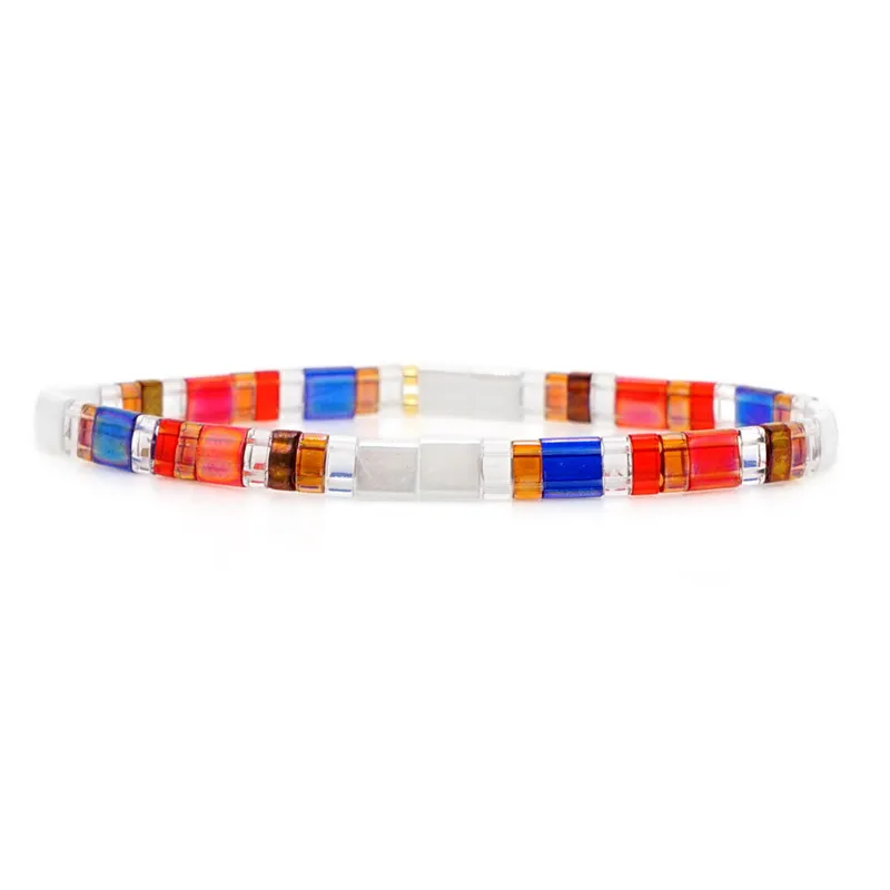 Boho Y2K Dopamine Rainbow Miyuki Tila Stretch Bracelet Handmade Multicolor Surf Stackable Friendship Jewelry Gift For Unisex