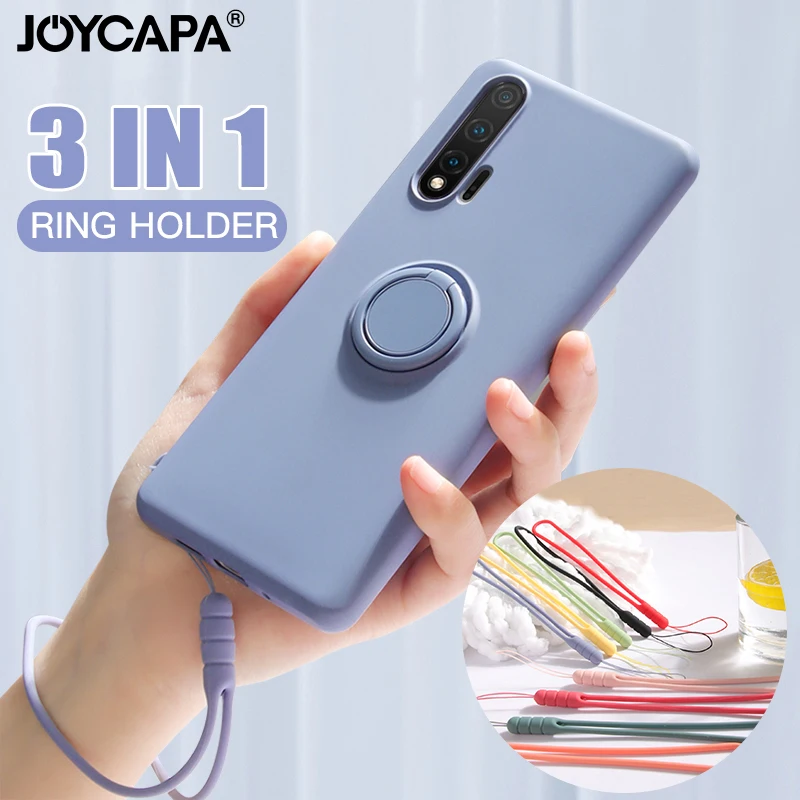 Luxury Soft Silicone Case For Huawei P20 P30 P40 Mate 20 30 Lite Nova 5 5i 6SE 7SE Honor 30 20 Pro Ring Holder Shockproof Cover