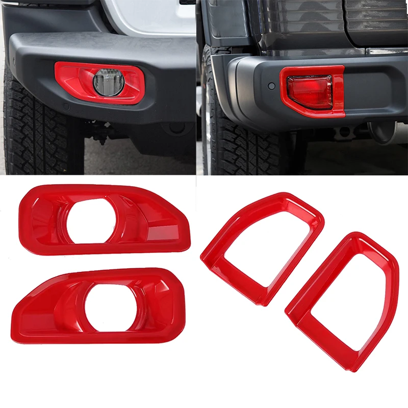 

Accessories for Jeep Wrangler JL 2018 2019 Red Front Rear Fog Lights Lamp Covers Trim Bezel Frame Decoration 4PCS Car Styling