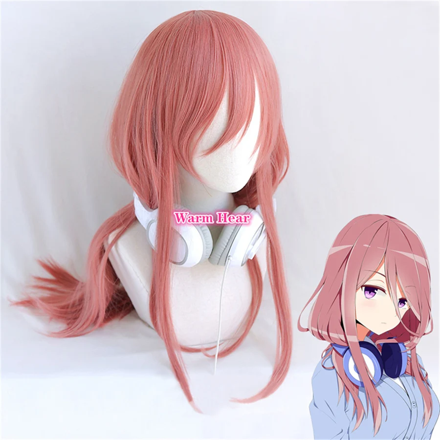 Anime Synthetic Hair Nakano Miku Cosplay Woman 60cm Long Wig Heat Resistant Hair Halloween Party Role Play Wigs + Free Wig Cap