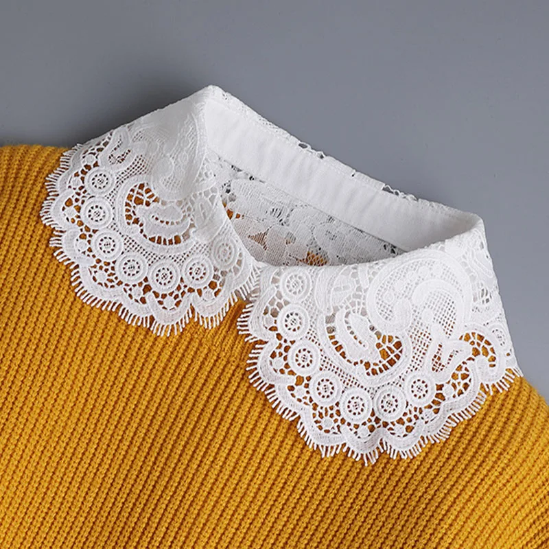 White Lapel Fake Collar Neck Decorative Chiffon Cotton Chocker Women Detachable False Collar Shirt Doll Lace Ladies Half Shirt