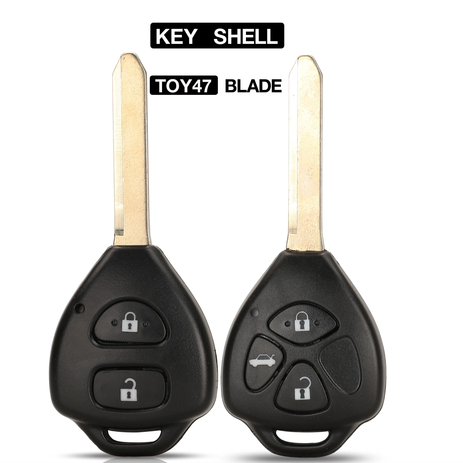 

jingyuqin 10PCS Remote Key Fob For Toyota Corolla Camry Auris 2/3 BTN TOY47 Uncut Key Shell Transponder Chip Key New Styling