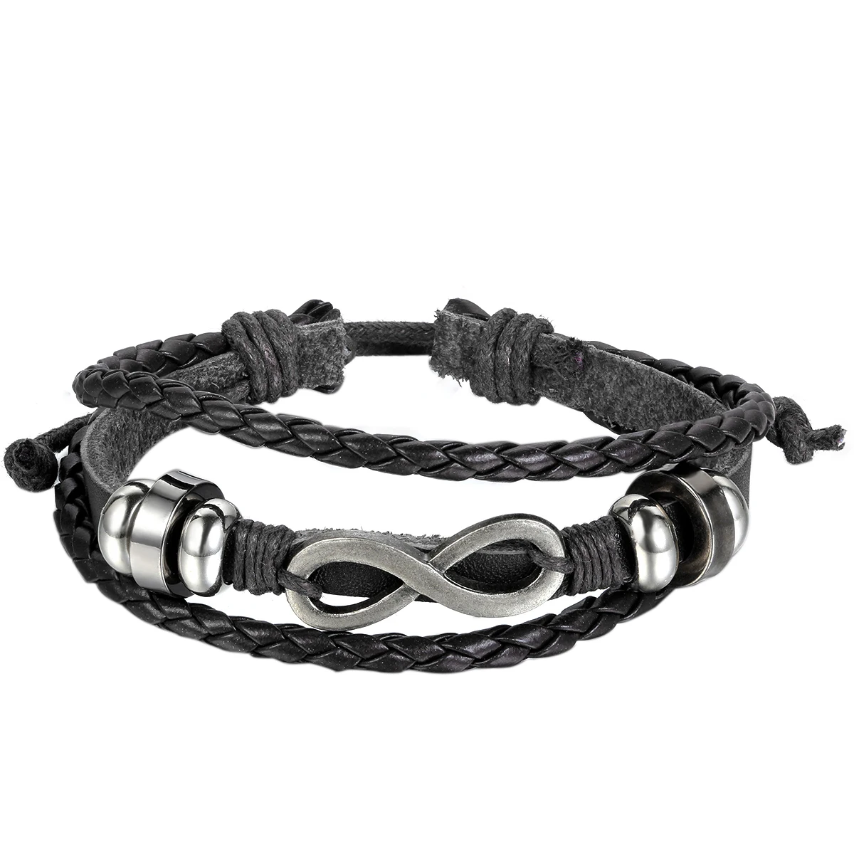 BONISKISS 2021 Hot Sale Mens Women Braided Leather Bracelet Love Infinity Charm Cuff Bangle Accessories Fashion Belt Jewelry