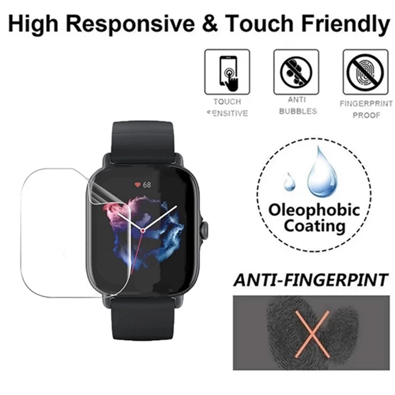 Película de hidrogel para reloj inteligente Amazfit GTS 3, Protector de pantalla completa HD, transparente, antiarañazos, 4 piezas