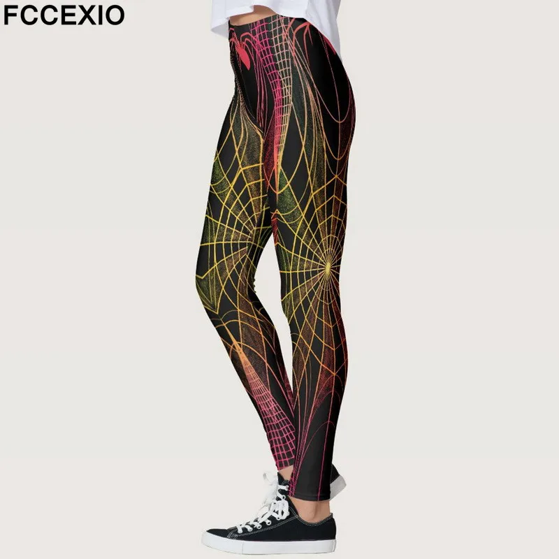 

FCCEXIO Spider Print Women Leggings 3d Printed Tight Leggins Sporting Fitness Legins Fashion Sexy Elastic Mid Waist Pants