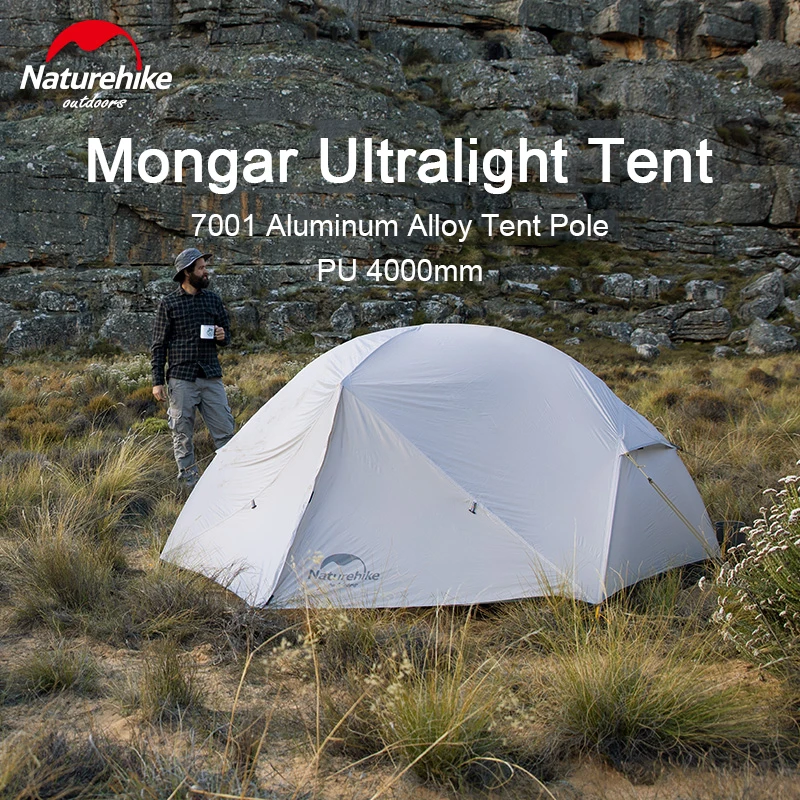 Imagem -04 - Naturehike-mongar Pessoa Tenda Ultraleve 20d Dupla Camada Impermeável Camping Viagem Caminhadas Equipamento com Mat Nh17t006-t