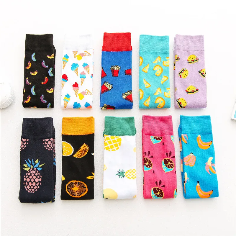 High Quality Fashion Children Socks Kids Banana Pineapple Fruit Print Funny Socks Boys Girls Knee High Socks for Children 3-12Y