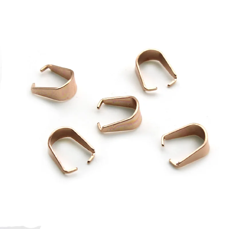 50pcs/lot Rose Gold  Stainless steel Clasps Bails Charm Melon Seeds Buckle Pendant DIY Necklace Connectors Jewelry Findings