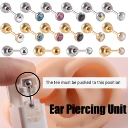 1PC Disposable Safety Ear Piercing Gun Device Crystal Pearl Nickel Free Stud with Ball Clasp Body Piercing Jewelry Suitable Baby