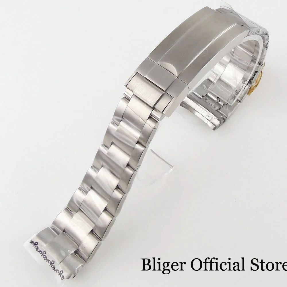 Luxury Stainless Steel Watchband 20mm Metal Watch Bracelet Strap Glide Lock Buckle Silver Two Tone Rose Gold Black Curved end