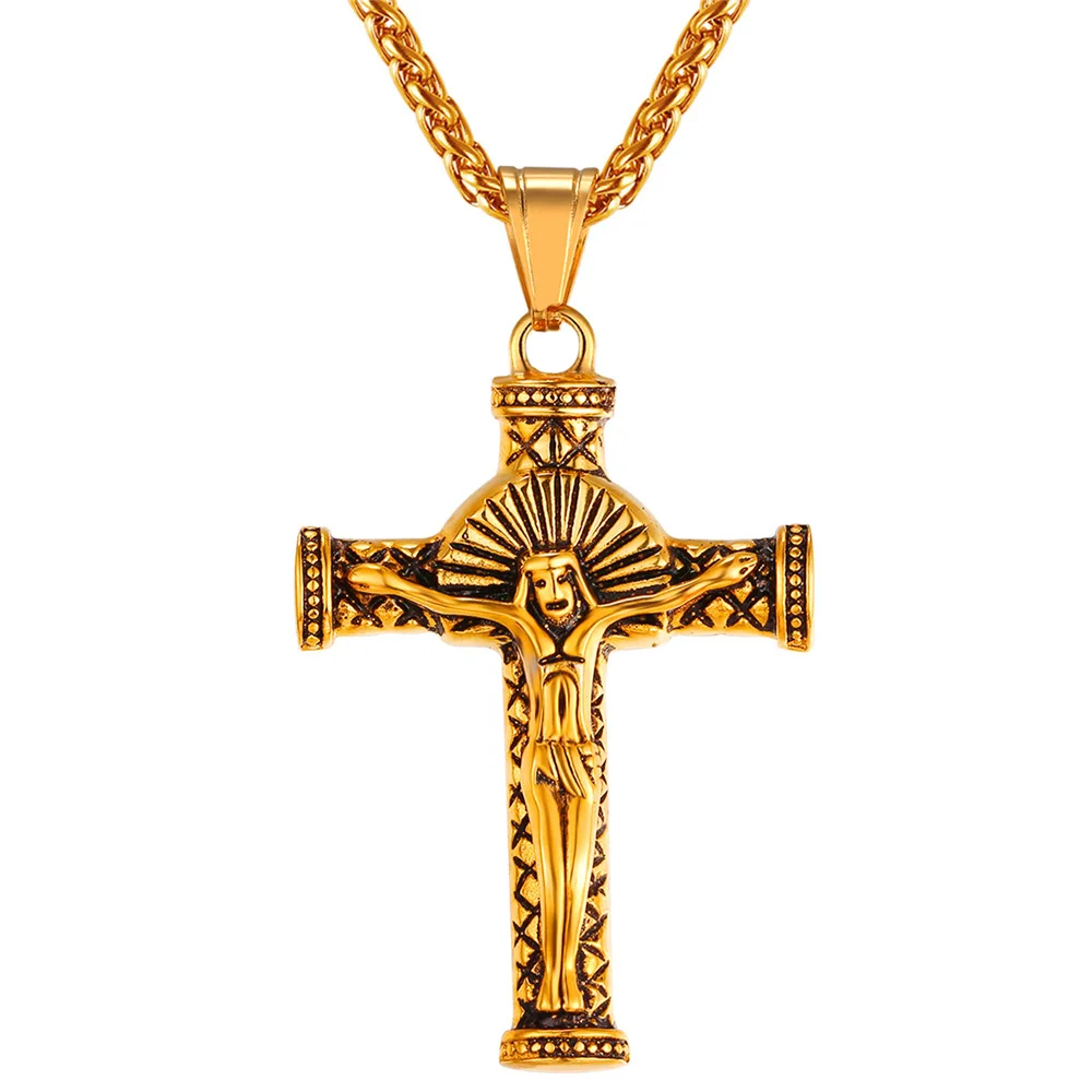 

ChainsPro Jesus Cross Necklaces Crucifix Necklace Men Women Christian Jewelry Hip Hop Cross Necklace P017