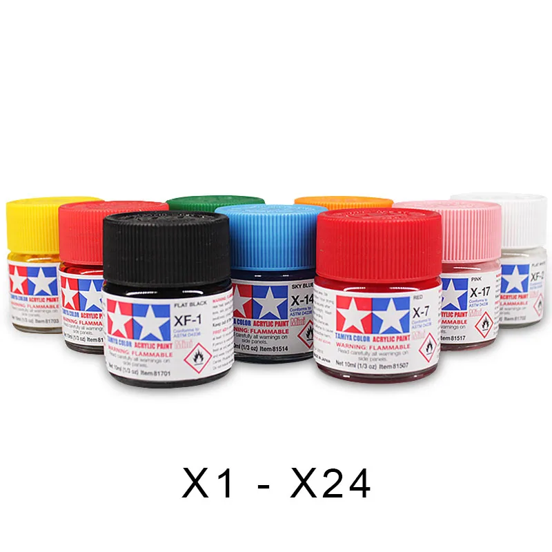 10ml Tamiya Water Soluble Acrylic Paints X1-X24 Gross Color Pigment For DIY Military Tank Ship Plane Soldier Model Building Tool