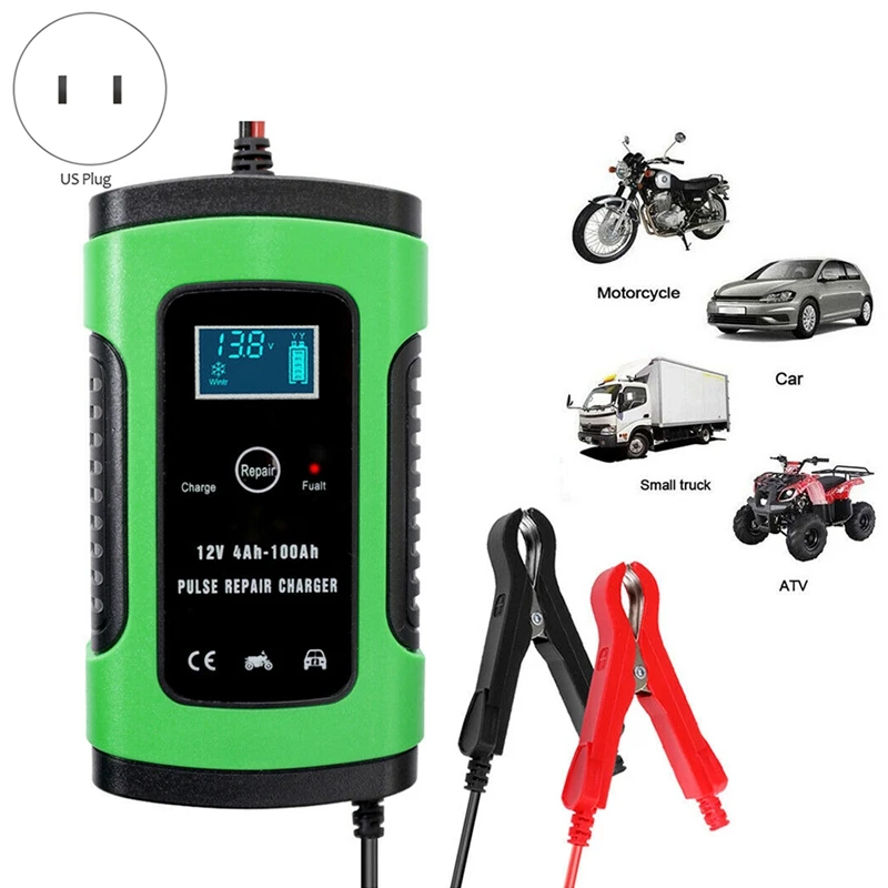 12V 6A Car Battery Charger Auto Jump Starter Power Bank Booster Maintainer F4H1 Power Full Automatic US Plug