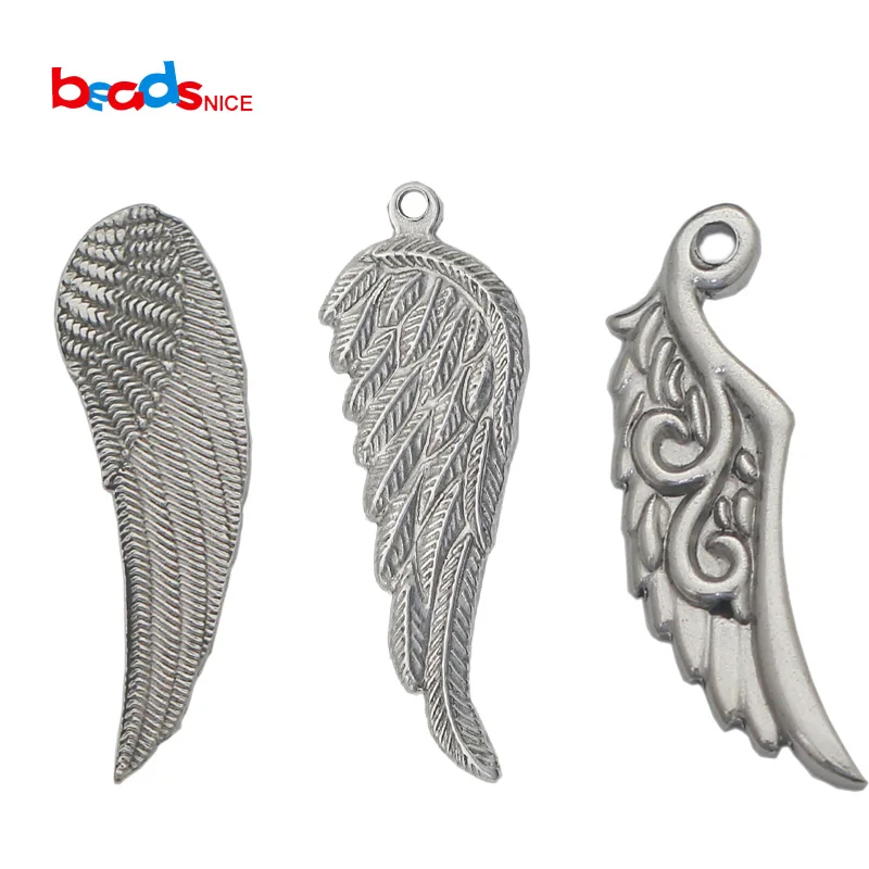 

Beadsnice Stainless Steel Feather Charm Angle Wing Pendant For Necklace Making 39683