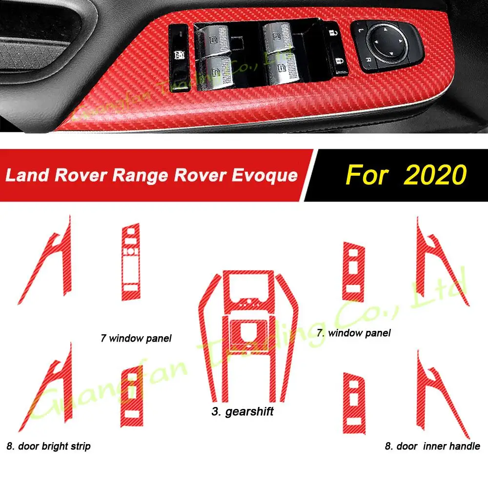 Car Accessories 5D Carbon Fiber Stickers For Range Rover Evoque Year 2020 Interior Central Control Panel Door Handle Decorate