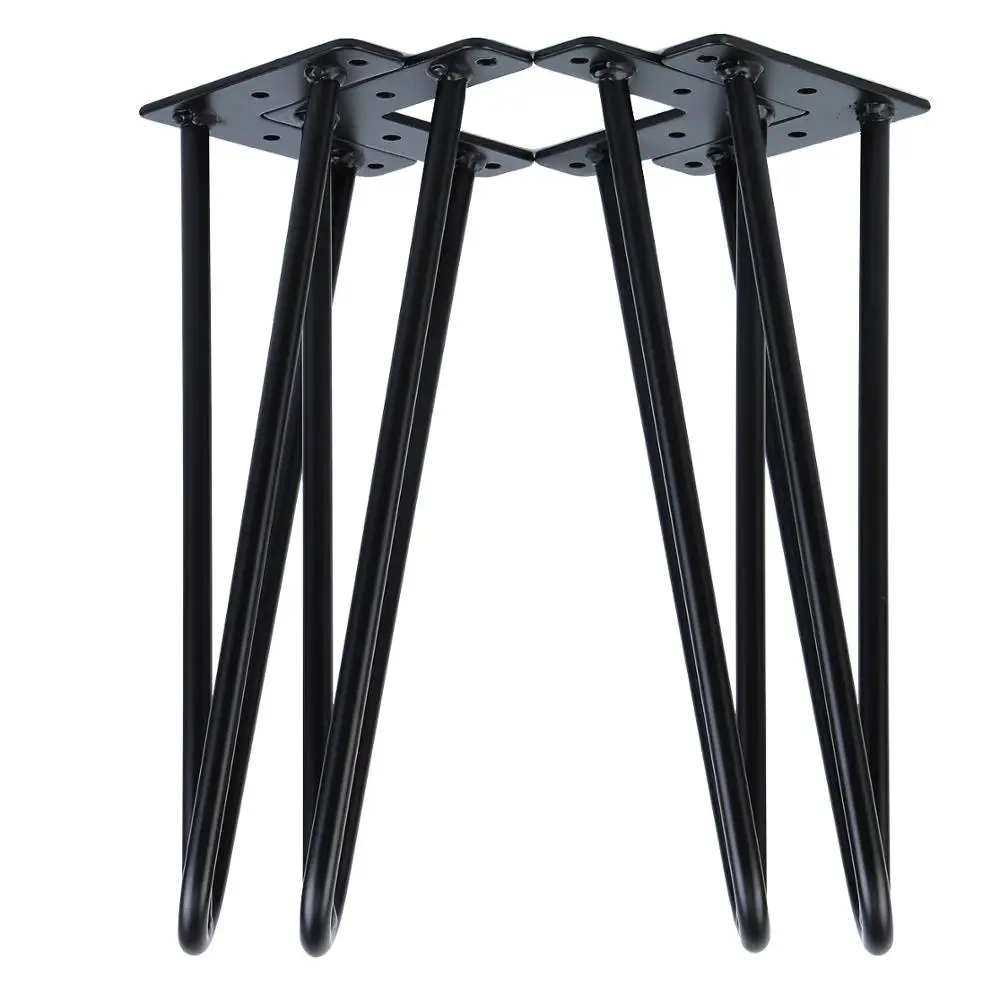 Samger 3 Rod Hairpin Legs 4x12 inch DIY Metal Support Desk Table Legs For Furniture Hardware Furniture Fittings 4PCS