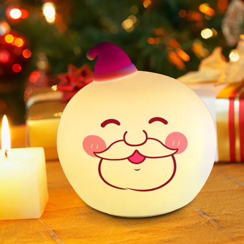 

Christmas Night Lights Snowman USB LED Night Lamps Soft Silicone Touch Sensor 7 Colors Santa Claus Kids Gift Bedroom Lampara