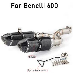 2pcs 51mm Motorbike Motocross Exhaust Motorcycle Middle Pipe Escape + 1pcs Muffler Exhaust Mid Link Pipe for Benelli 600 BN 600