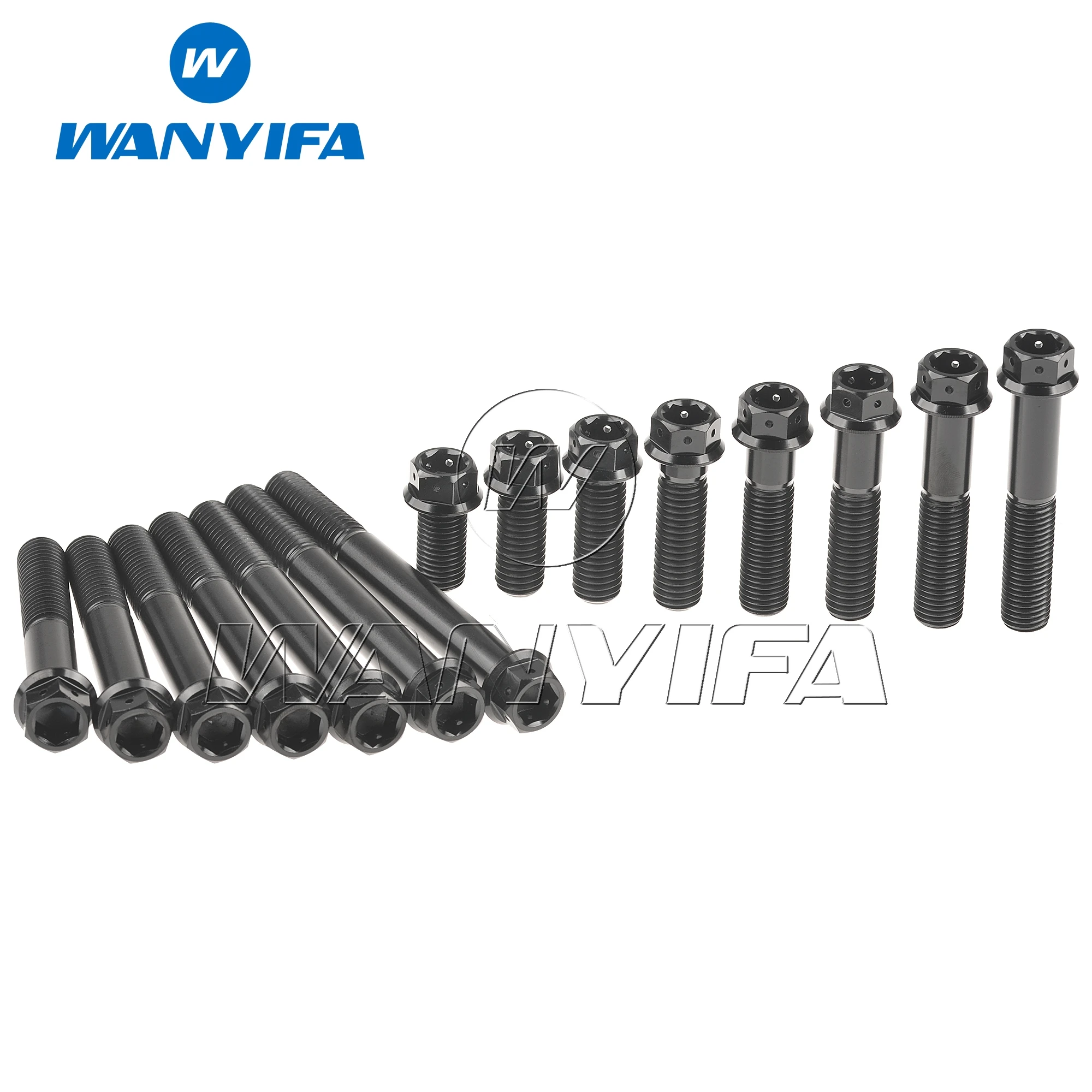 Wanyifa Titanium Ti Bolt M10x20~90mm Flange Inner Outer Hexagon Screws Pitch1.25/1.5mm for Motorcycle Caliper Modification