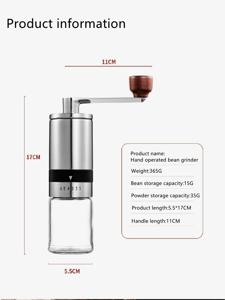 Портативная ручная кофемолка, бытовая, из нержавеющей стали, маленькая мельница