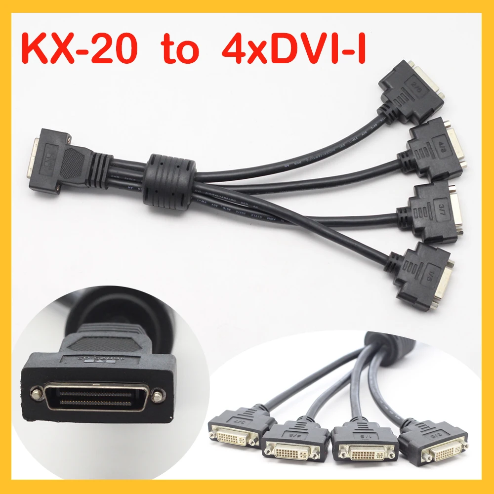 M9140 KX-20 to 4 x DVI-I Quad head display adapter cable 4-screen signal line Matrox M9140 LP PCIe x16  KX20 To DVI