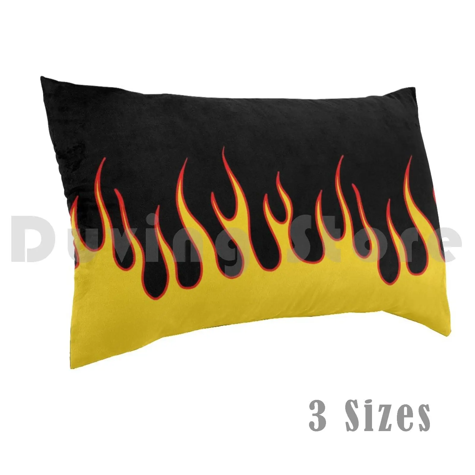 Black And Yellow Flames Pillow Case Printed 50x75 Skull Fire Hell Burn Flames Hot Rod Flames Biker Bikers