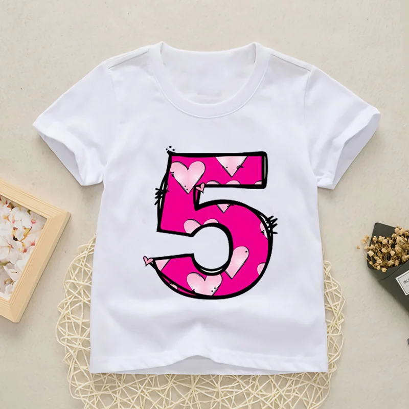 Baby Digital Clothes Number 1-9 Letter Print Boys/Girls T shirt Kids Happy Birthday Gift Funny Print Cartoon T-shirt,YKP009