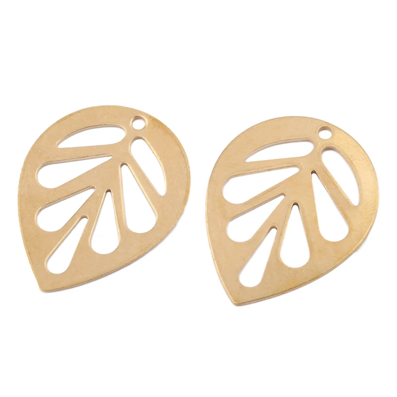 1pack Raw Brass Leaf Earrings Charms Hollow Leaves Bracelet Charms for Jewelry Making Diy Handmade Earring Finding Accessories