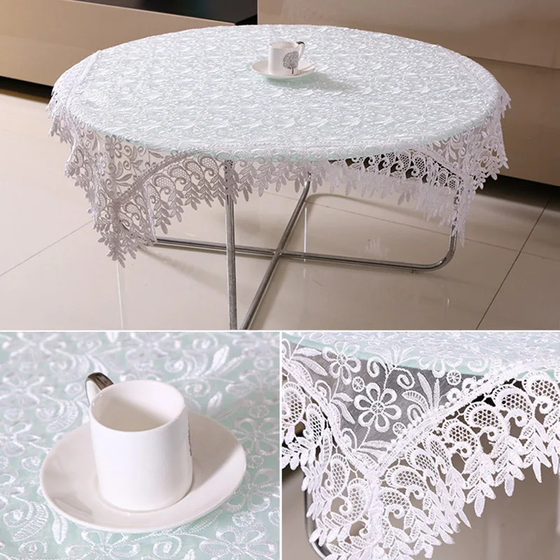 White Lace Table Cloth Wedding Decor Translucent Table Cloth Embroidered Tablecloth Tea Table cover Dinning Floral Tablecloth
