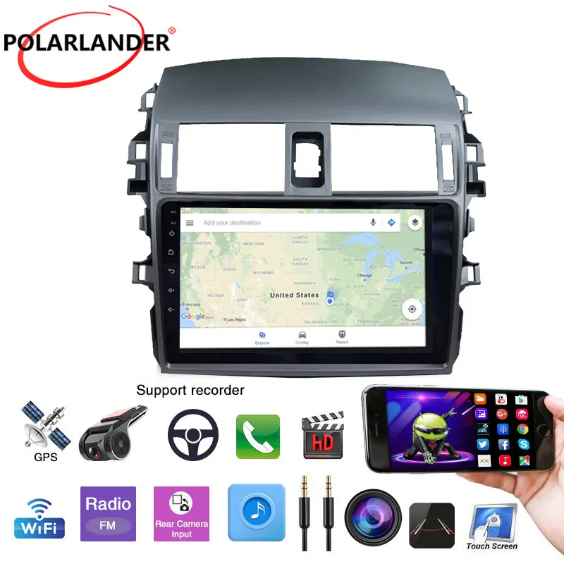 

Car Radio 9 inch 2din Android 9.1 1G+16G Mirrorlink WiFi 4G GPS Bluetooth 5.0 Touch Screen For Toyota Corolla 2009-2013 (no DVD)