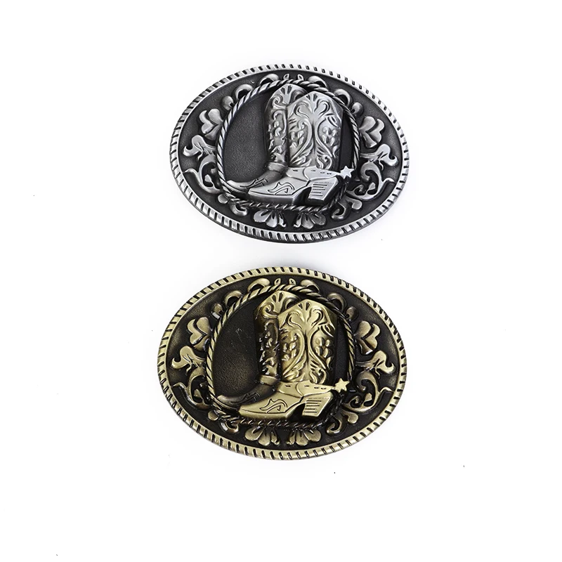 

Western cowboy zinc alloy two-color western boots belt buckle