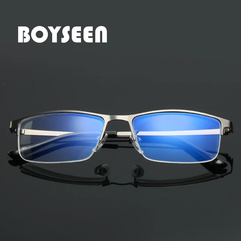 BOYSEEN Metal Full Frame Myopia Glasses Anti Blue Light  Eye Protection Glasses Nearsighted Glasses HD Lens -1.0~-4.0