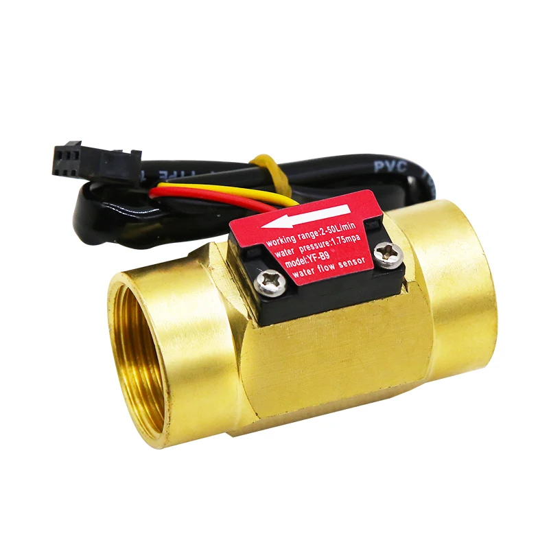 

DN20 Water Flow Sensor Brass Internal Thread 1.75MPa Hall Sensor 3/4" Turbine Flowmeter DC5~18V