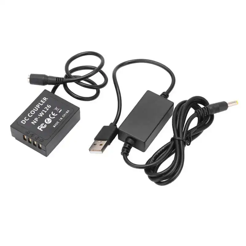 USB to NP-W126 Full Decoded Dummy Battery DC Coupler Power Adapter for XT2 XT3 XT20 XH1 XT20 X100F XT100 XT10 XPRO2