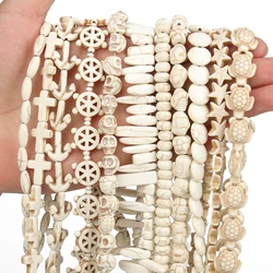 Natural Stone White Howlite Turquoises Beads DIY Charm Bracelet Skull Heart Star Irregular Spacer Loose Beads For Jewelry Making
