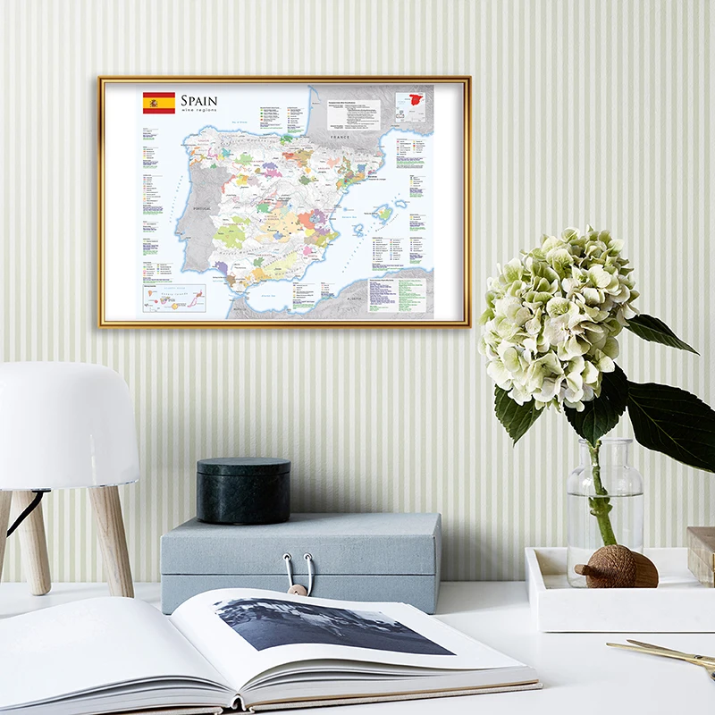 Mapa Hiszpanii w języku hiszpańskim plakat dystrybucyjny wina 59*42cm włóknina płótno malarstwo ścienne obraz szkolne Home Decor