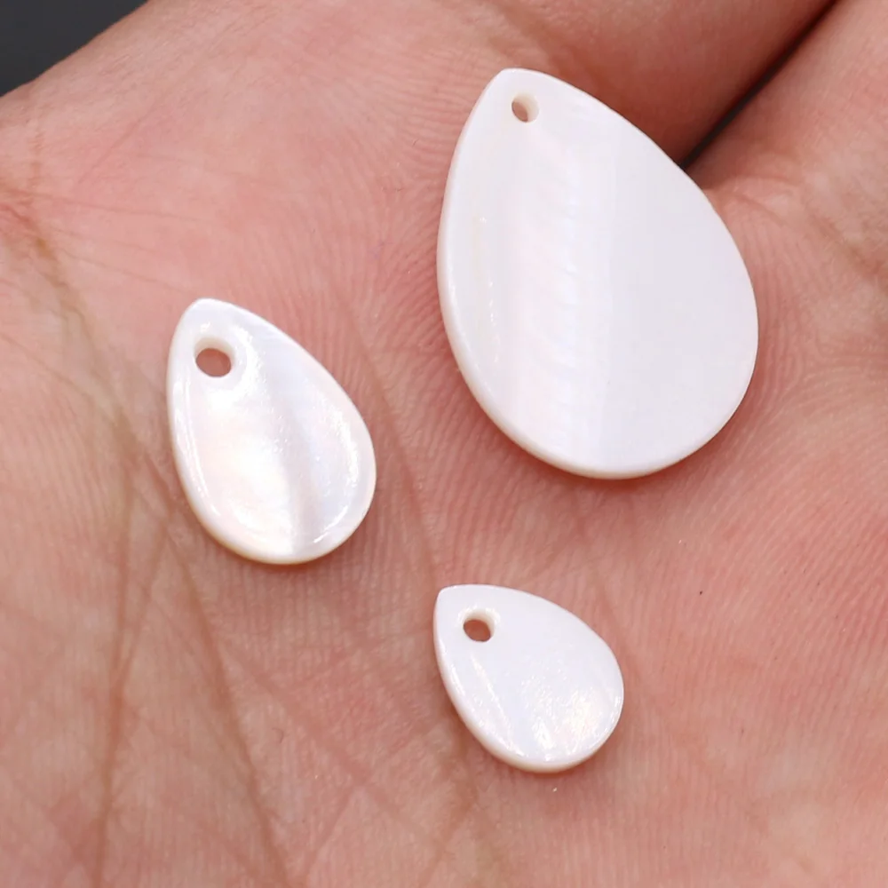 10pcs Natural Freshwater Water Drop Shape White Mother of Pearl Shell Beads for Necklace Jewelry Making Gift Size 7x10mm 9x13mm