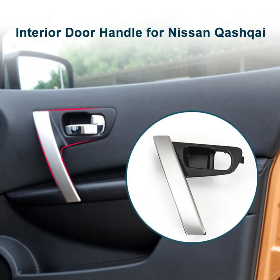 Car Inner Handle Interior Door Panel Pull Trim Cover Black Silver Carbon Fiber Left Right For Nissan Qashqai 2008-2015