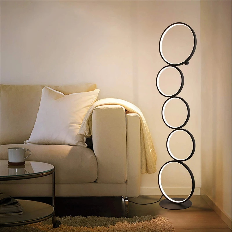 

Modern Five Rings Art Floor Lamp Dimmable Home Decor Light Nordic LED Standing Lamp Living Room Bedroom Indoor Lighting Fixtures