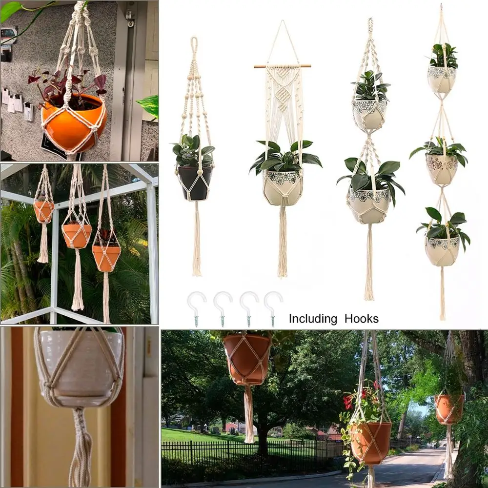 Hot Sales 100% Handgemaakte Macrame Muur Opknoping Macrame Plant Hanger Bloem/Pot Hanger Voor Muur Decor Opknoping Planter Opknoping mand