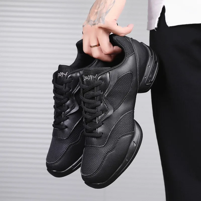 Dance Shoes Men Woman Modern Soft Outsole Jazz Sneakers Aerobics Breathable Lightweight Male Dancing Fitness Sport Black