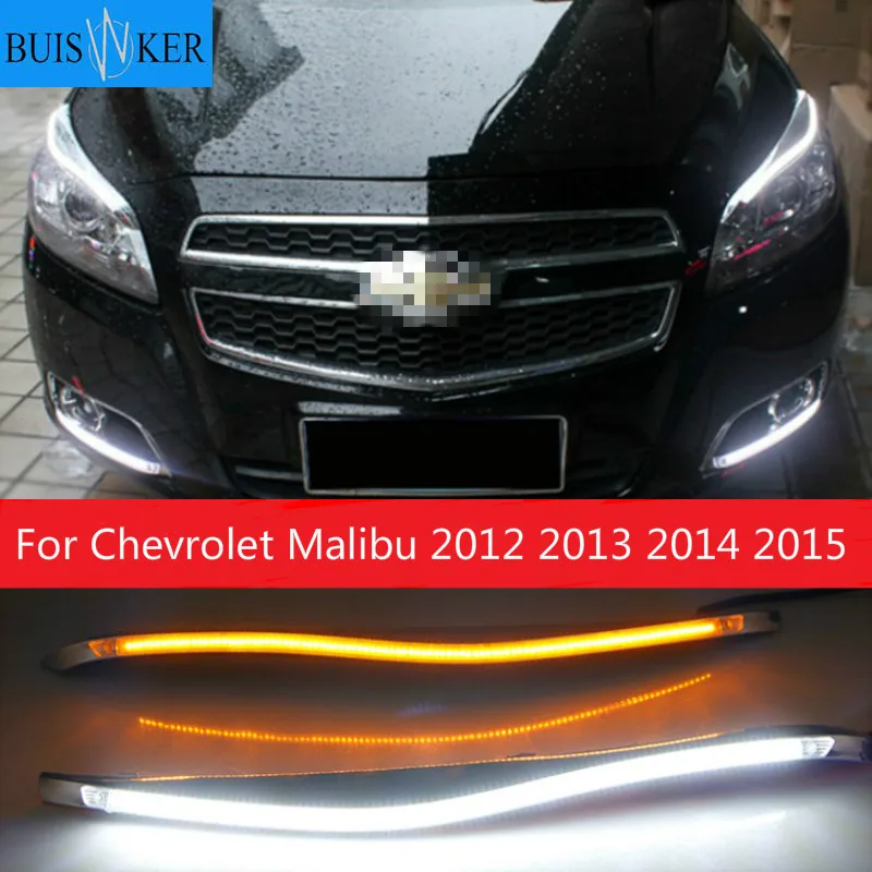 

LED Eyebrow Daytime Running Light DRL With Yellow Turn Signal Light For Chevrolet Malibu 2012 2013 2014 2015