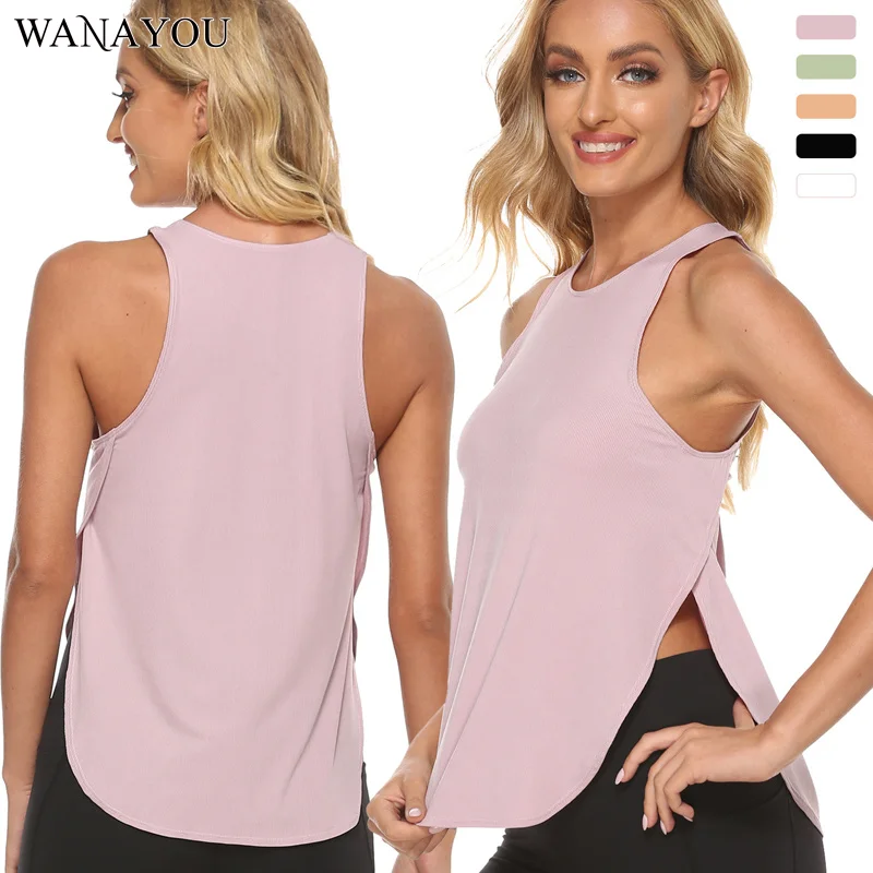 WANAYOU Ice Silk Yoga Top Women Seamless Comfortable Sports Shirt  Breathable Gym Fitness Workout Top Quick Dry Running Vest