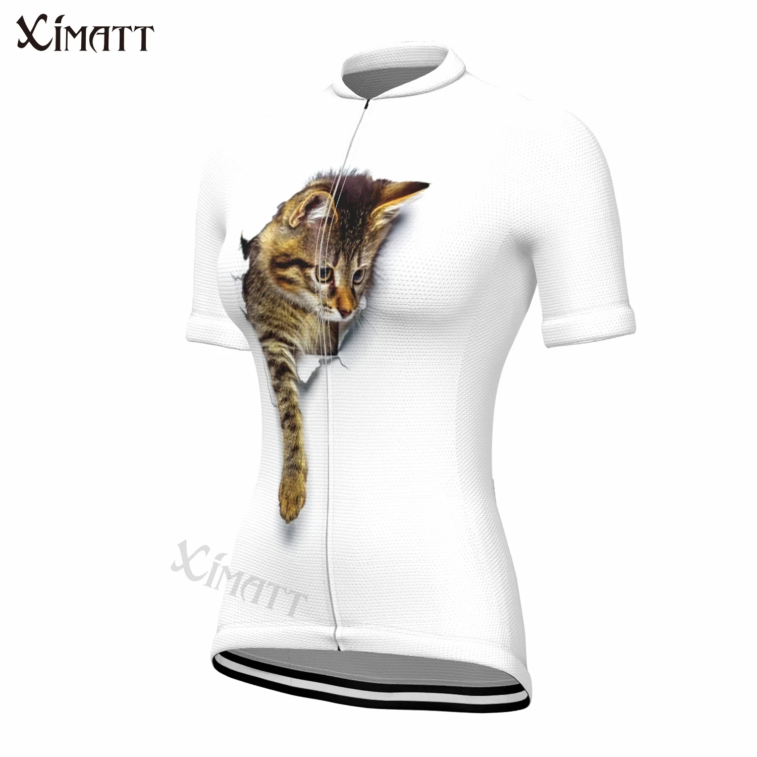 New Style Summer Cute Kitten Women's Short Sleeve Cycling Jersey XIMATT Polyester  White Heat Dissipation Cool Quick Dry