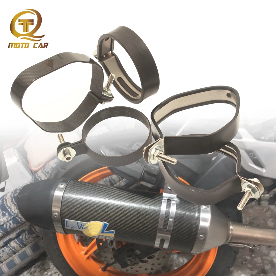 Motorcycle Exhaust Pipe Carbon Fiber Clamp Fixed Holder Ecape Moto Scooter for SC Project AKrapovic Vintage Full Exhaust MIVV