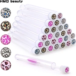 20PC Leopard style Reusable Makeup brushes tube eyelash brush eyebrow brush replaceable brushes dust-proof make up tools